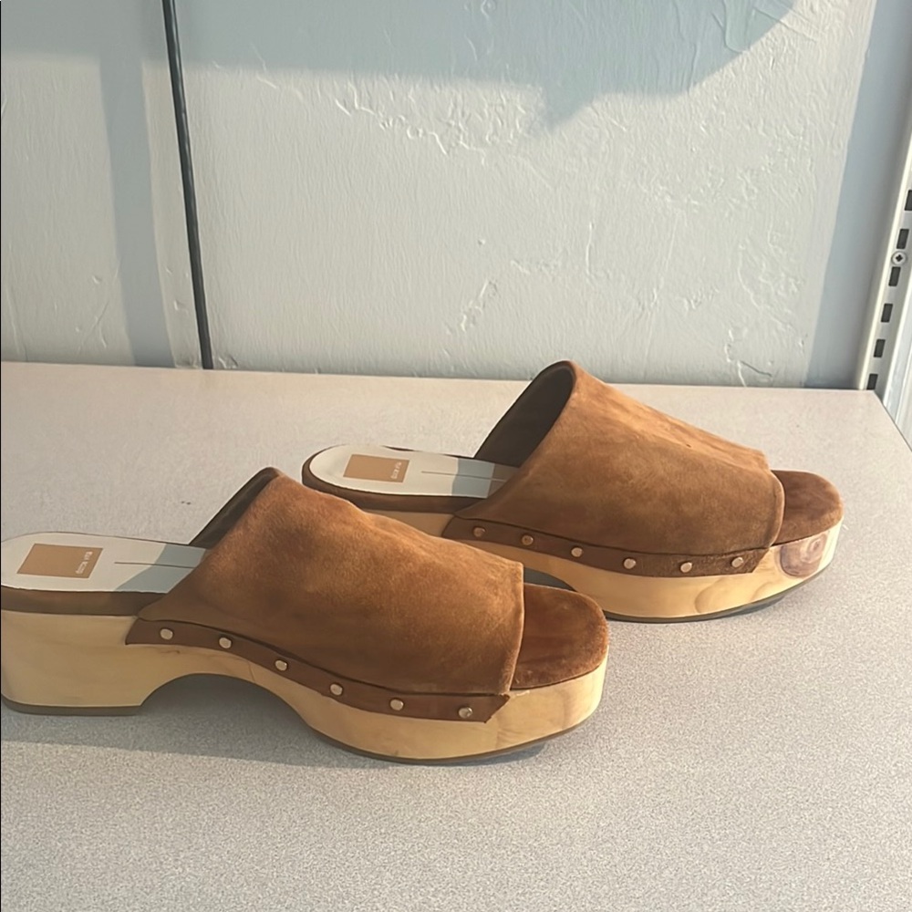 Dolce Vita wood platform mules with suede upper - Picture 2 of 6